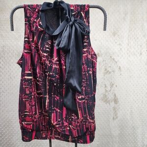 Worthington Sleeveless Blouse with Tie and Zipper Back 2X